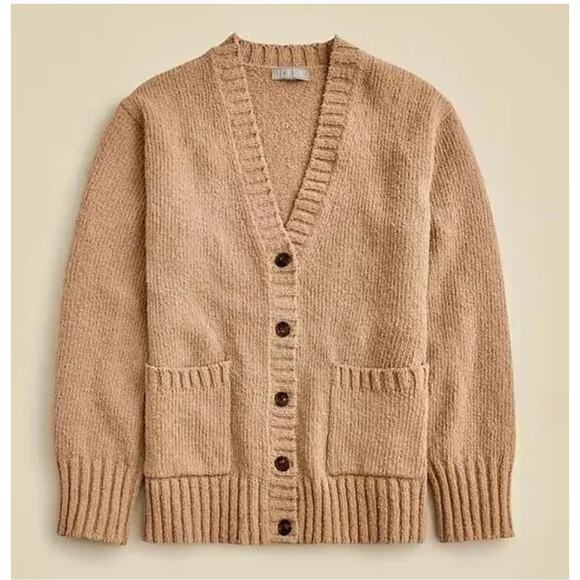 J Crew Marina V Neck Cardigan Sweater M NWT Tan Button CM461 J.Crew Prep 90s - Picture 3 of 5